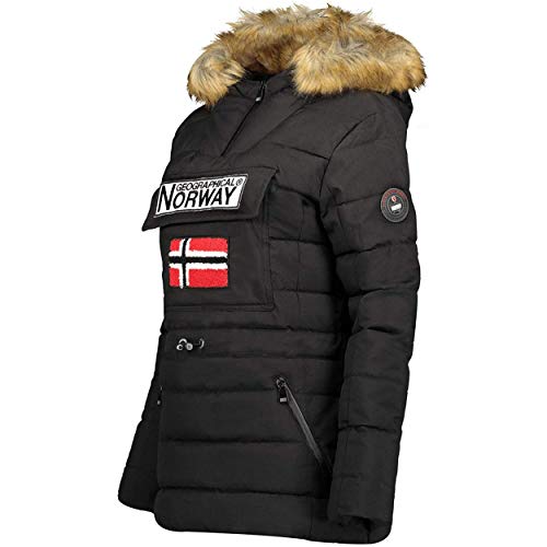 Geographical Norway Belinda Lady - Parka De Mujer Cálida - Abrigo Impermeable con Capucha De Piel - Outwear Invierno De Viento - Chaqueta Cálida Mujer Fashion Casual (Negro M) Talla 2