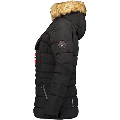 Geographical Norway Belinda Lady - Parka De Mujer Cálida - Abrigo Impermeable con Capucha De Piel - Outwear Invierno De Viento - Chaqueta Cálida Mujer Fashion Casual (Negro M) Talla 2