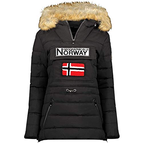 Geographical Norway Belinda Lady - Parka De Mujer Cálida - Abrigo Impermeable con Capucha De Piel - Outwear Invierno De Viento - Chaqueta Cálida Mujer Fashion Casual (Negro M) Talla 2