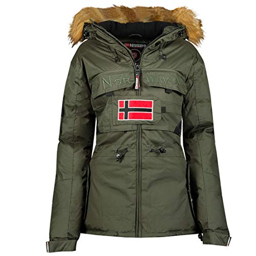 Geographical Norway BELLACIAO Lady - Parka De Mujer Cálida - Abrigo Capucha De Piel Falsa - Chaqueta Cortavientos De Invierno - Outwear Larga con Forro Cálido De Mujer Casual (Caqui 2XL) Talla 5