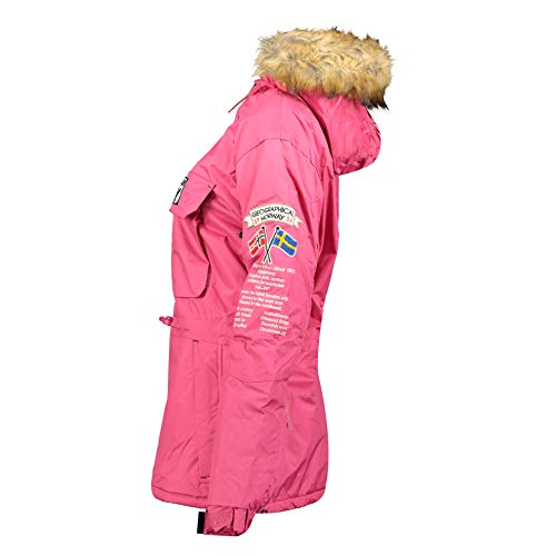 Geographical Norway BRIDGET LADY - Parka Impermeable Mujeres - Abrigo Grueso Capucha Exteriores - Chaqueta Cortavientos Invierno Cálida - Chaqueta Exteriores Para Mujeres ROSA L