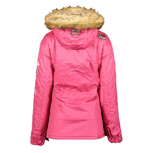 Geographical Norway BRIDGET LADY - Parka Impermeable Mujeres - Abrigo Grueso Capucha Exteriores - Chaqueta Cortavientos Invierno Cálida - Chaqueta Exteriores Para Mujeres ROSA L