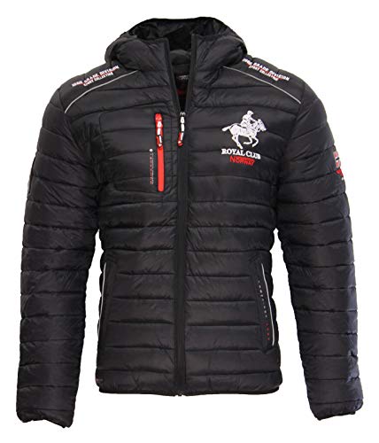 Geographical Norway Bryan Chaqueta de invierno para hombre, chaqueta acolchada con capucha, chaqueta con capucha y forro, cálida, anorak, para el invierno, otoño, XXL, negro