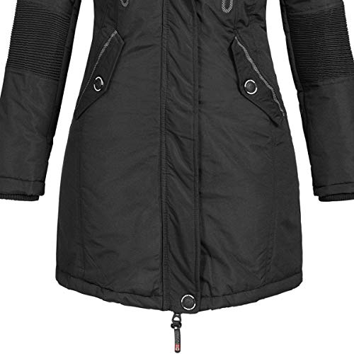 Geographical Norway - Chaqueta Coracle/Coraly de invierno para mujer con capucha de pelo, XL Negro II L