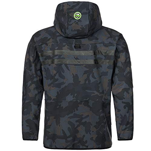 Geographical Norway - Chaqueta Rainman Turbo-Dry para hombre con tejido softshell y capucha azul y verde XL