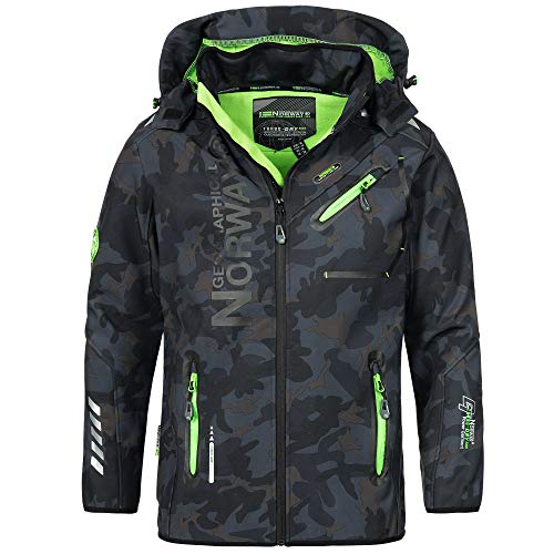 Geographical Norway - Chaqueta Rainman Turbo-Dry para hombre con tejido softshell y capucha azul y verde XL