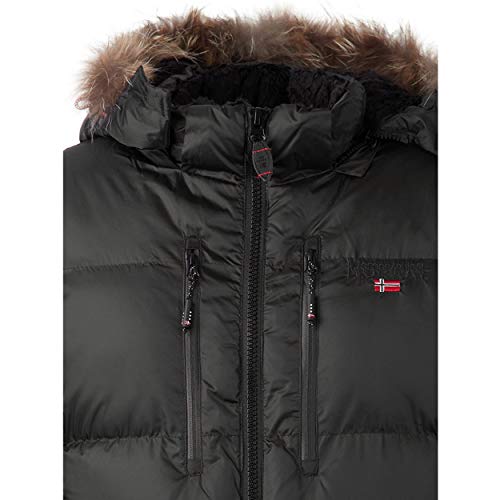 Geographical Norway DANONE MEN - Chaqueta De Hombre Cálida E Impermeable - Abrigo Grueso Capucha Aire Libre - Chaquetas Invierno Forro Exterior - Abrigos Ideal Hombres Casual (NEGRO S)