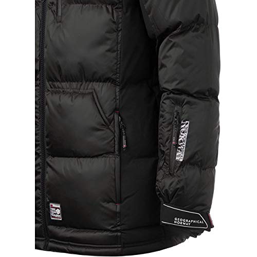 Geographical Norway DANONE MEN - Chaqueta De Hombre Cálida E Impermeable - Abrigo Grueso Capucha Aire Libre - Chaquetas Invierno Forro Exterior - Abrigos Ideal Hombres Casual (NEGRO S)