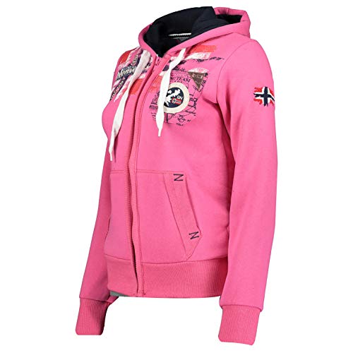 Geographical Norway FESPOTE LADY - Sudadera Mujer Capucha Bolsillos Grandes Canguro Talla - Hoodie Mujer Manga Larga Sudadera Casual - Sudadera Grande Capucha Chaqueta Tops Jersey (Pink Flash M)