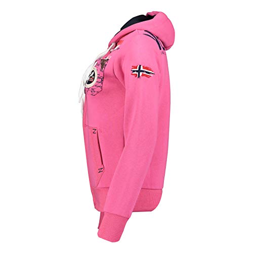 Geographical Norway FESPOTE LADY - Sudadera Mujer Capucha Bolsillos Grandes Canguro Talla - Hoodie Mujer Manga Larga Sudadera Casual - Sudadera Grande Capucha Chaqueta Tops Jersey (Pink Flash M)