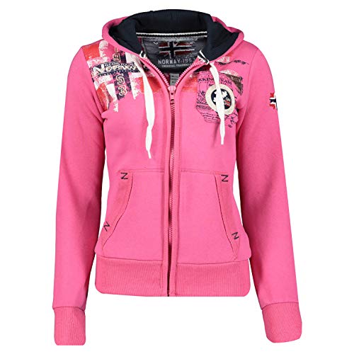 Geographical Norway FESPOTE LADY - Sudadera Mujer Capucha Bolsillos Grandes Canguro Talla - Hoodie Mujer Manga Larga Sudadera Casual - Sudadera Grande Capucha Chaqueta Tops Jersey (Pink Flash M)