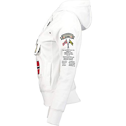 Geographical Norway GYMCLASS LADY - Sudadera Mujer Bolsillos Kangaroo - Sudadera Caliente Mujer - Suéter Abrigos Manga Larga - Hoodie Tops Casual Abrigo Estilo BLANCO M - TALLA 2
