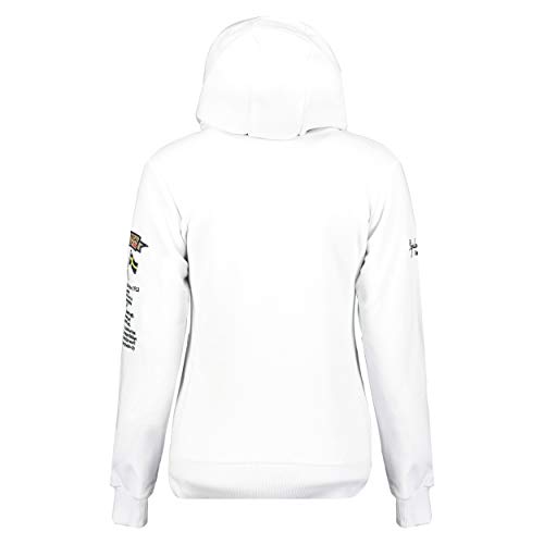 Geographical Norway GYMCLASS LADY - Sudadera Mujer Bolsillos Kangaroo - Sudadera Caliente Mujer - Suéter Abrigos Manga Larga - Hoodie Tops Casual Abrigo Estilo BLANCO M - TALLA 2