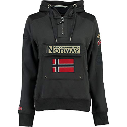 Geographical Norway GYMCLASS LADY - Sudadera Mujer Bolsillos Kangaroo - Sudadera Caliente Mujer - Suéter Abrigos Manga Larga - Hoodie Tops Casual Abrigo Estilo GRIS OSCURO M - TALLA 2