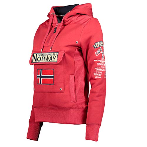 Geographical Norway GYMCLASS LADY - Sudadera Mujer Bolsillos Kangaroo - Sudadera Caliente Mujer - Suéter Abrigos Manga Larga - Hoodie Tops Casual Abrigo Estilo GRANAT L - TALLA 3