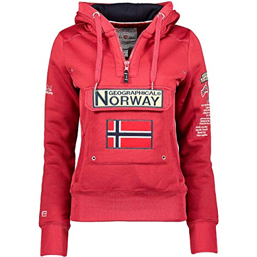 Geographical Norway GYMCLASS LADY - Sudadera Mujer Bolsillos Kangaroo - Sudadera Caliente Mujer - Suéter Abrigos Manga Larga - Hoodie Tops Casual Abrigo Estilo GRANAT L - TALLA 3