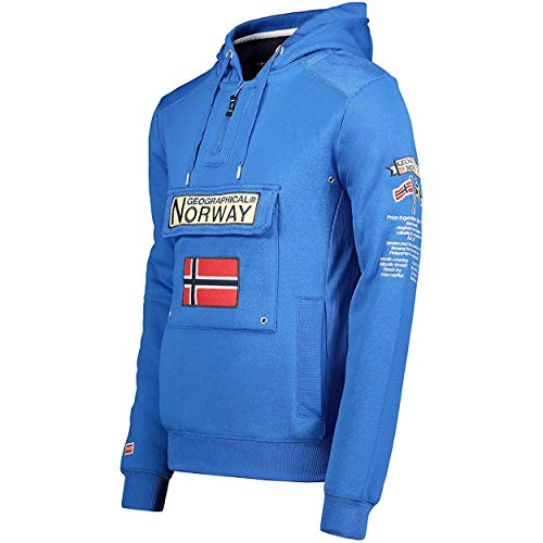 Geographical Norway GYMCLASS Men - Sudadera Capucha Bolsillos Hombre - Chaqueta Casual Hombres Abrigo - Camisetas Camisa Manga Larga - Hoodie Deportiva Regular Fitness Jacket Tops (Azul Real)