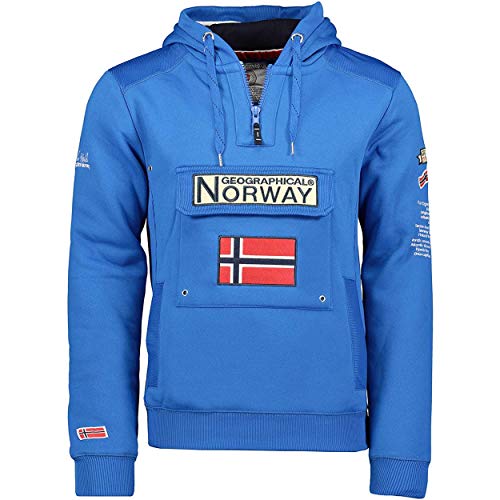 Geographical Norway GYMCLASS Men - Sudadera Capucha Bolsillos Hombre - Chaqueta Casual Hombres Abrigo - Camisetas Camisa Manga Larga - Hoodie Deportiva Regular Fitness Jacket Tops (Azul Real)