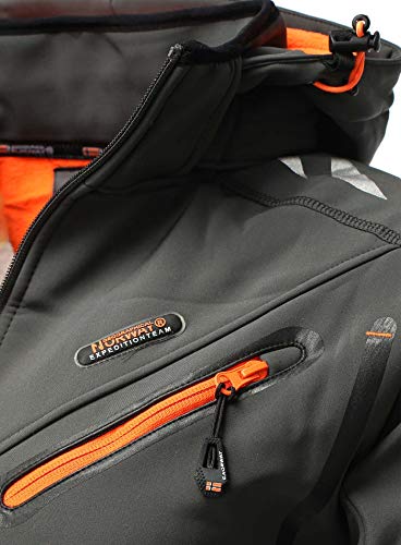 Geographical Norway ROYAUTE MEN - Chaqueta Softshell Impermeable Hombre - Capucha Transpirable Exterior - Chaqueta Cortavientos Invierno - Ideal Para Actividades Al Aire Libre (Negro L)