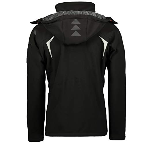 Geographical Norway TECHNO MEN - Chaqueta Softshell Impermeable Para Hombres - Capucha Transpirable Hombre Estilo - Chaqueta Invierno Viento - Actividades Ideales Para Exteriores (NEGRO 3XL)