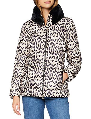 Geox W CAMEI Chaqueta acolchada, Beige Animaler, 48 para Mujer