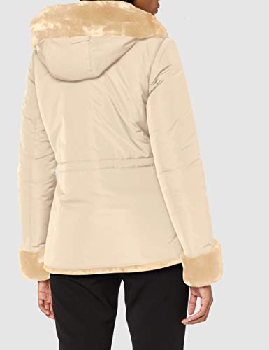 Geox W Kaula abrigo de pelo sintético, beige, 44 para Mujer