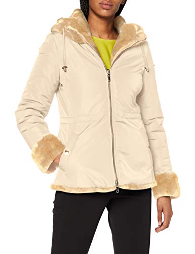 Geox W Kaula abrigo de pelo sintético, beige, 44 para Mujer