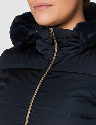 Geox W Tabelya Abrigo de piel sintética, Azul Oscuro, 40 para Mujer