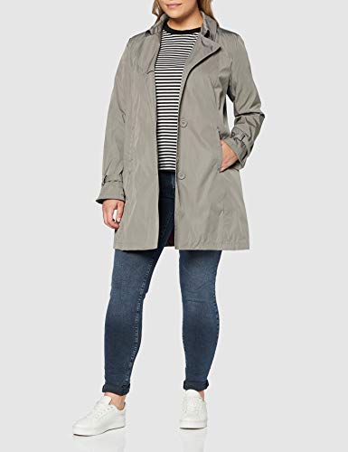Geox Woman Jacket, Abrigo Para Mujer, Gris (Rock/Bright Orchid F1409), 44 (Talla De Fabricante: 50)