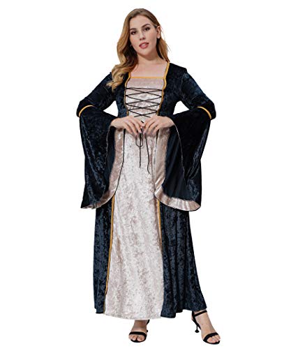 Geplaimir Disfraz medieval para mujer, de terciopelo, para Halloween, carnaval, bruja, vampiro, gótico, cosplay, G006BXXL