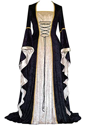 Geplaimir Disfraz medieval para mujer, de terciopelo, para Halloween, carnaval, bruja, vampiro, gótico, cosplay, G006BXXL
