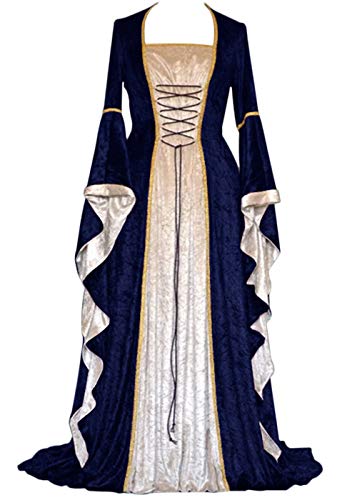 Geplaimir Disfraz medieval para mujer, disfraz de renacentista de terciopelo para Halloween, carnaval, bruja, vampiro, gótico, cosplay, G006EL