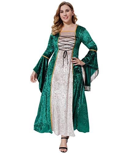 Geplaimir G006GXXXL - Disfraz de renacentista medieval para Halloween, carnaval, bruja, vampiro, gótico, cosplay