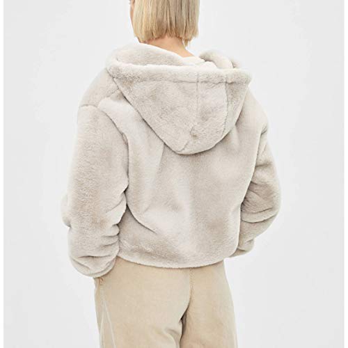 Germinate Piel Sintética de Conejo Chaqueta Mujer Sudadera con Capucha Invierno Moda Pelo Cazadora Ropa Abrigos Talla Grande (Beige, Medium)