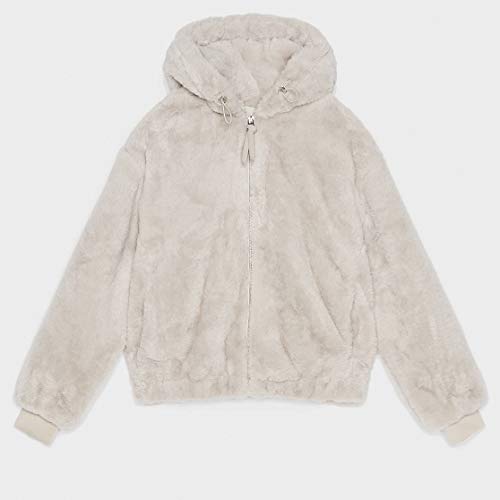 Germinate Piel Sintética de Conejo Chaqueta Mujer Sudadera con Capucha Invierno Moda Pelo Cazadora Ropa Abrigos Talla Grande (Beige, Medium)