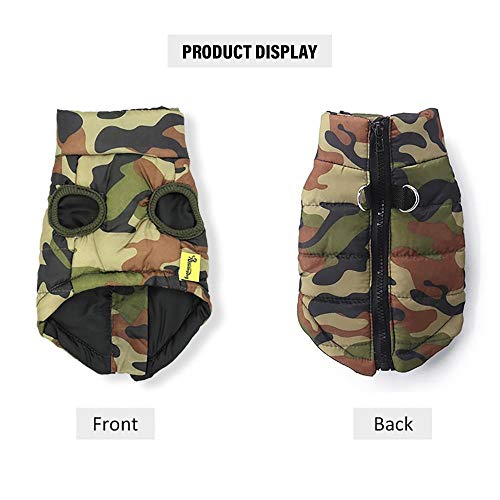 GFFGA Chaleco de camuflaje impermeable para perros pequeños, abrigo de bulldog francés, ropa de gato, talla H, M
