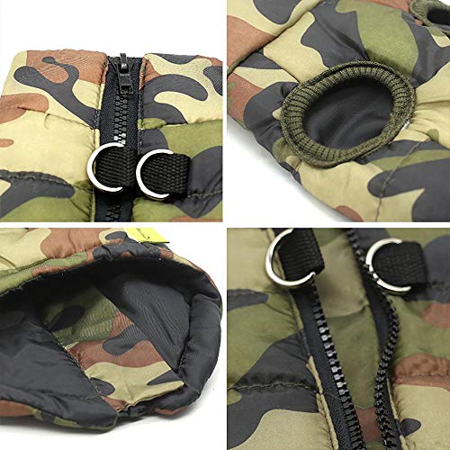 GFFGA Chaleco de camuflaje impermeable para perros pequeños, abrigo de bulldog francés, ropa de gato, talla H, M