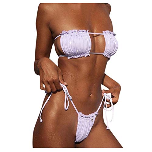 GHXCJ Conjunto de Bikini Bandeau sin Tirantes para Mujer, Traje de baño, Tanga brasileña, Tangas Sexis, Bandeau, Micro Bikinis descarados
