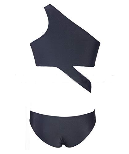 GHXCJ Mujeres Un Hombro Bandeau Bikini de Corte Alto Trajes de baño de Dos Piezas Tanga de Talle Alto Monokini