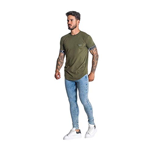 Gianni Kavanagh Army Green Core Elastic tee Camiseta, Verde Militar, M Hombre