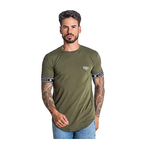 Gianni Kavanagh Army Green Core Elastic tee Camiseta, Verde Militar, M Hombre