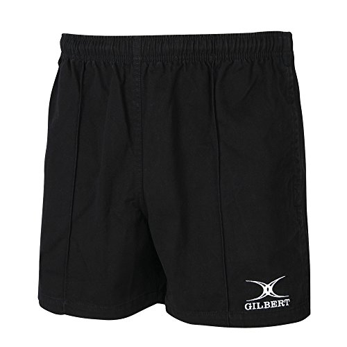Gilbert - Pantalones cortos de rugby para hombre (Mediana (M)/Negro)
