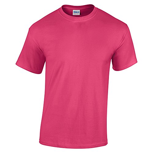 Gildan - Camiseta básica de manga corta Modelo Heavy Cotton para hombre - 100% algodón gordo (Extra Grande (XL)/Rosa chicle)