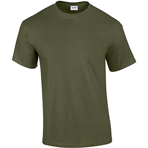 Gildan - Camiseta básica de manga corta Modelo Ultra Cotton para hombre caballero (Pequeña (S)/Verde militar)