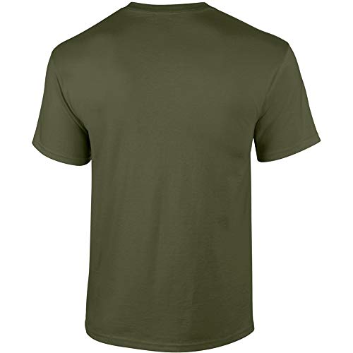 Gildan - Camiseta básica de manga corta Modelo Ultra Cotton para hombre caballero (Pequeña (S)/Verde militar)