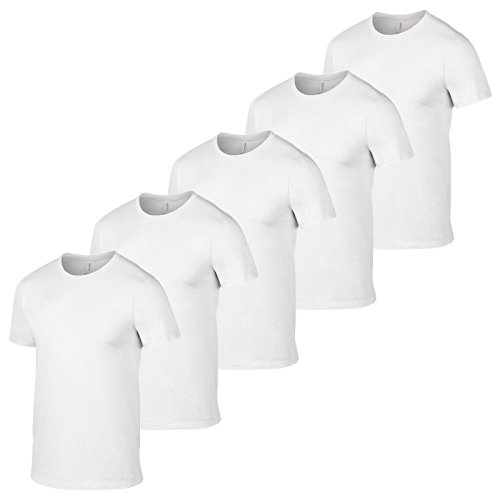Gildan Juego de 5 camisetas militares para hombre, diseño de camuflaje Blanco blanco XL
