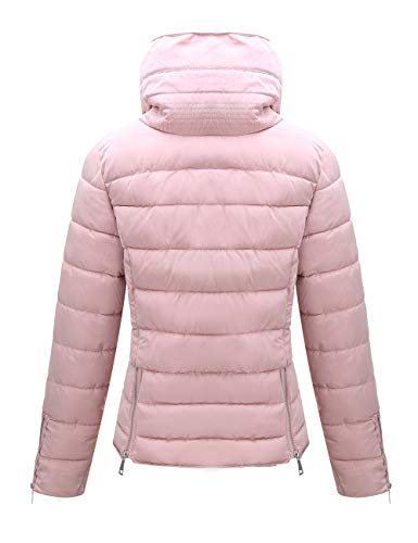 Giolshon Abrigo acolchado ligero para mujer, relleno de algodón, 1712019, color rosa XXL