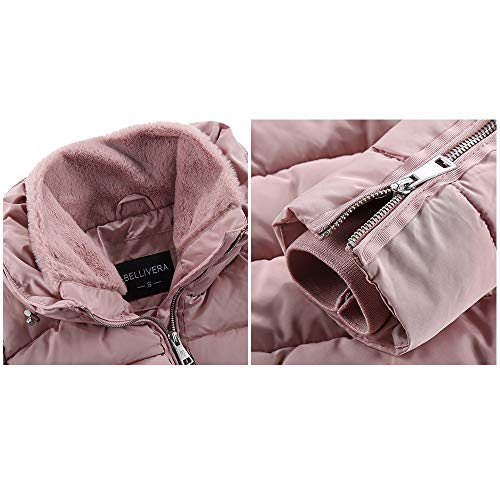 Giolshon Abrigo acolchado ligero para mujer, relleno de algodón, 1712019, color rosa XXL