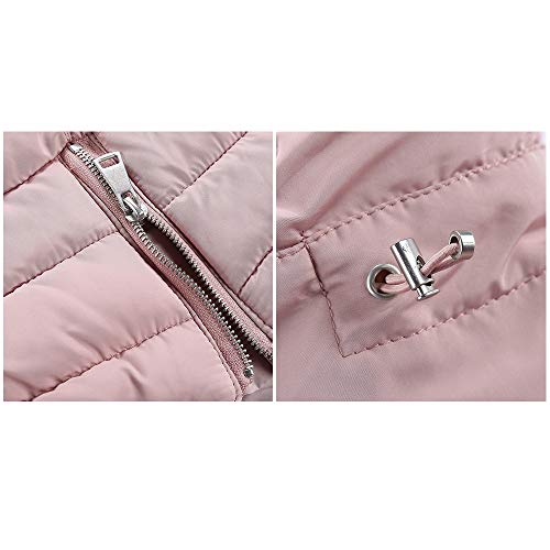 Giolshon Abrigo acolchado ligero para mujer, relleno de algodón, 1712019, color rosa XXL