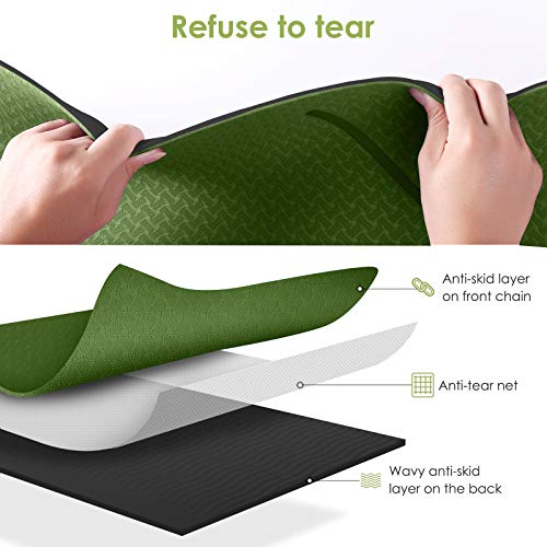 GISALA Esterilla Yoga, Esterilla Deporte Antideslizante Ecológica y 100% Natural de 183x61cm, 6mm de Grosor, No tóxico, para Pilates,Fitness (Green)